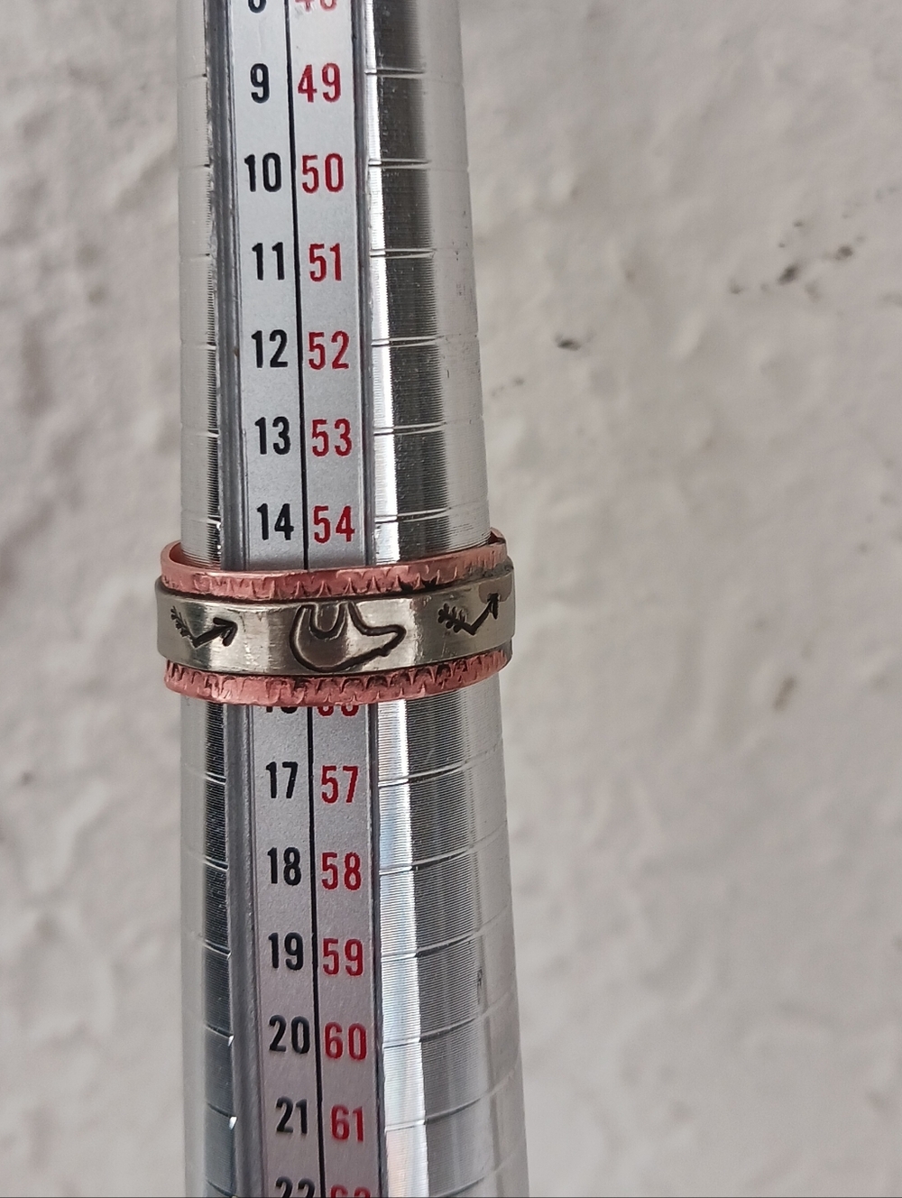 Navajo Signed Native American Ring TA Begay Copper Nickle Handmade Bear Arrows - Picture 10 of 17